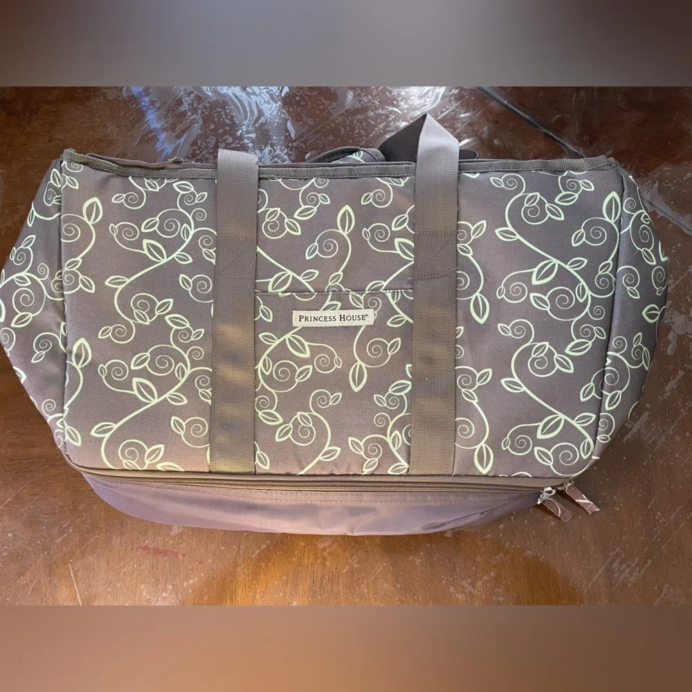 Princess House Brown & Lime Green Vined Termal Bag - Picture 2 of 6